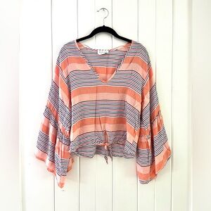 Lavender Field Coral/Blue Striped Top, Sz M